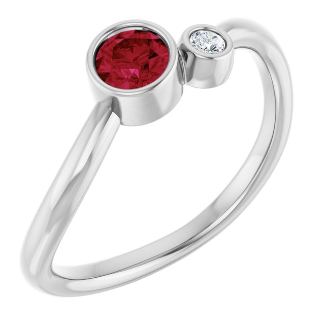 Sterling Silver 4 mm Natural Ruby & .03 CT Natural Diamond Ring